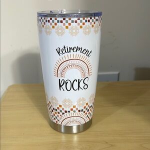 Retirement Rocks White and Orange Tumbler